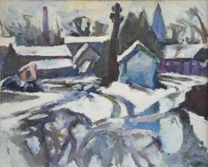 Willi Oltmanns, Güterbahnhof im Winter, 1967